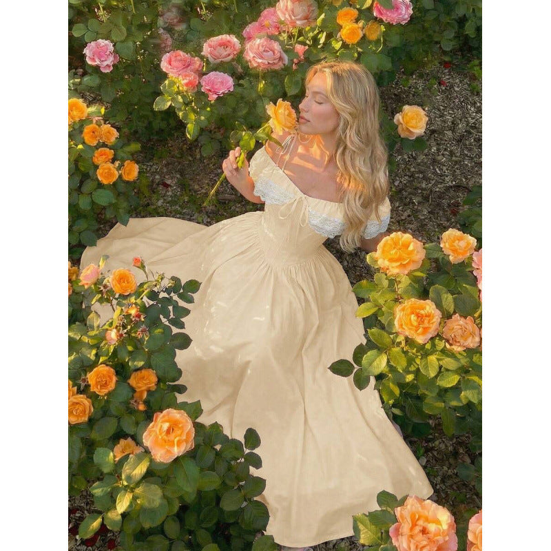 fashion  summer new pure desire one shoulder lace patchwork romantic sweet dress for women