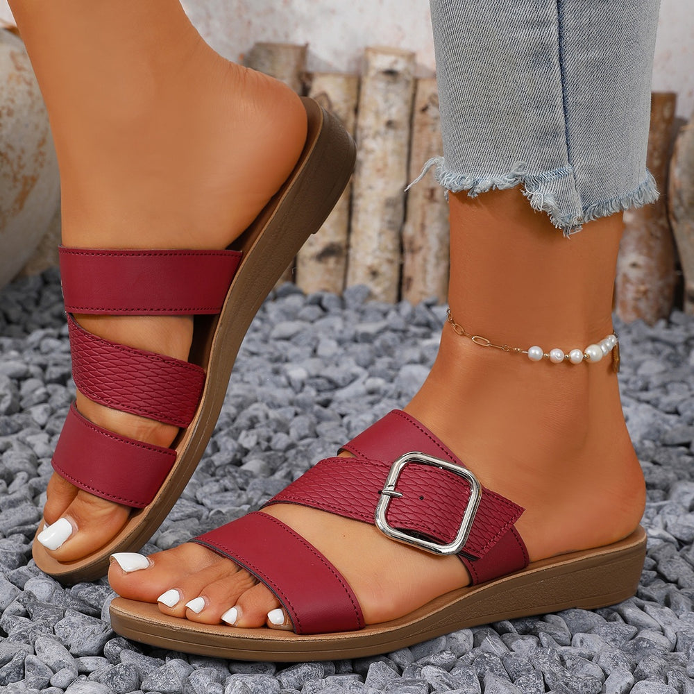 Women's plus size open-toe sandals with metal buckle strap - new summer  collection for cross-border e-commerce