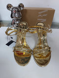 Za2024summer new elegant gold fashion women's high heels women's stiletto open toe casual sandals women