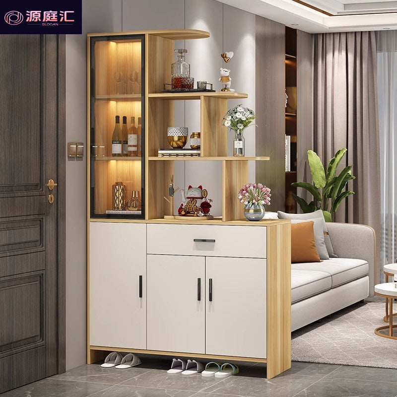 Solid wood entrance cabinet shoe cabinet all-in-one living room wine cabinet partition cabinet medieval style entrance door decorative cabinet foyer cabinet