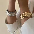 European and american cross-border e-commerce jewelry: niche, ancient forged alloy bracelet, unique electroplated style, round wide band bangle for women