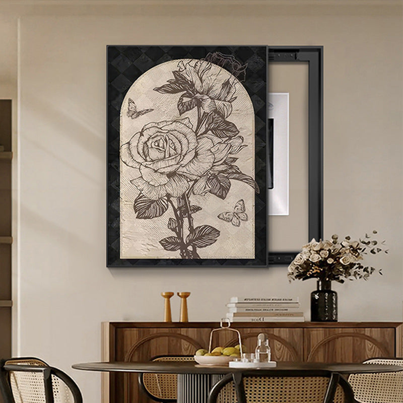 Medieval style meter box decorative painting Maillard French retro blocking distribution box switch box cover plate vertical hanging painting