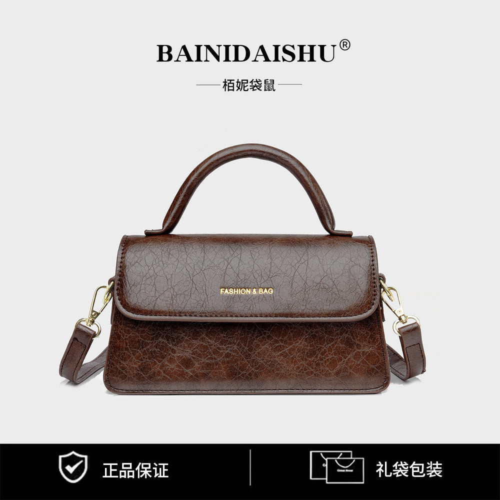 Exportretro small bag 2024new arrivaltrendyfashioneasiest for match shoulder crossbody bag texture women's satchel small square bag