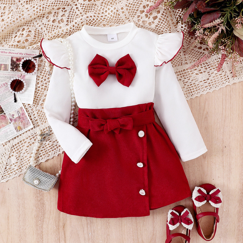 Kids clothing cross-border exclusive i  fashion children's clothing new arrival children's white tops short skirt