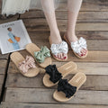 Women's summer slippers - trendy, non-slip, flat, bow-embellished, indoor/outdoor/beach sandals - instagrammable fairy style