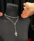 ins style niche design retro gold necklace heart ruby pendant stacked cuban chain necklace