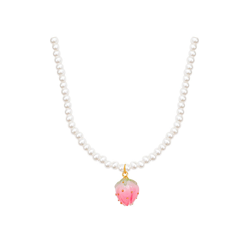 Peach blossom beaded necklace for women, 2026 new arrival, unique design, dopamine dress accessory, choker necklace