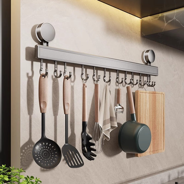 Suction cup kitchen hook kitchen spatula spoon row hook rack no punching kitchen storage knife holder rag hook