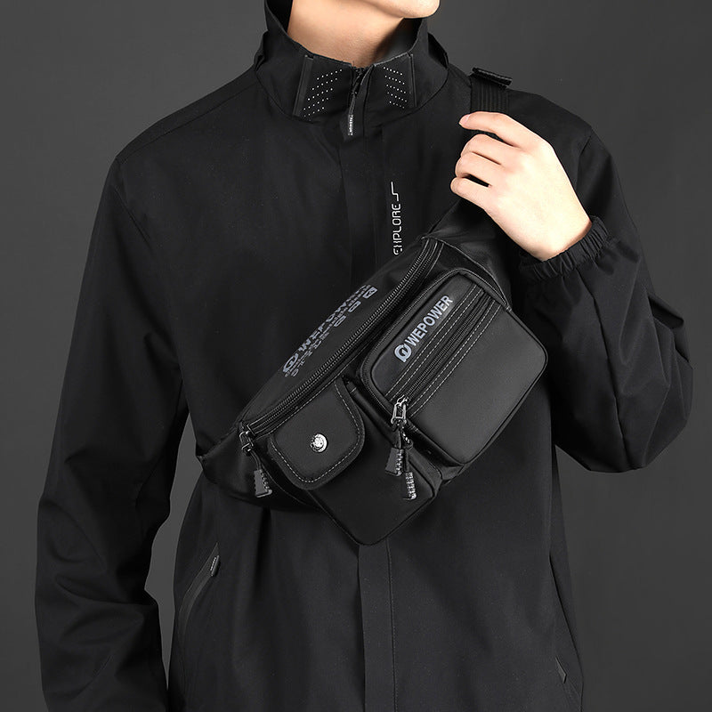 WEPOWER New Men's Functional Wind Fanny Pack Simple and Lightweight Crossbody Shoulder Bag Multi-layer Outdoor Storage Breast Bag