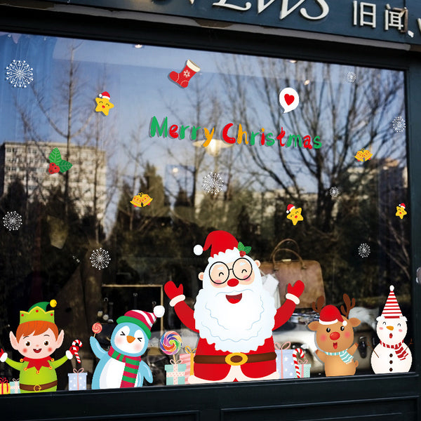 New happy Christmas wall sticker shopping mall window Christmas atmosphere decoration pvc self-adhesive sticker XL674