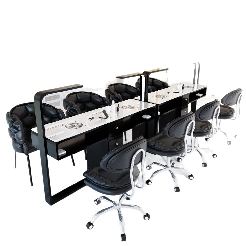 Manufacturer's new arrival porcelain-free manicure table with marble tabletop, dust-proof with vacuum cleaner socket, manicure table and chair set