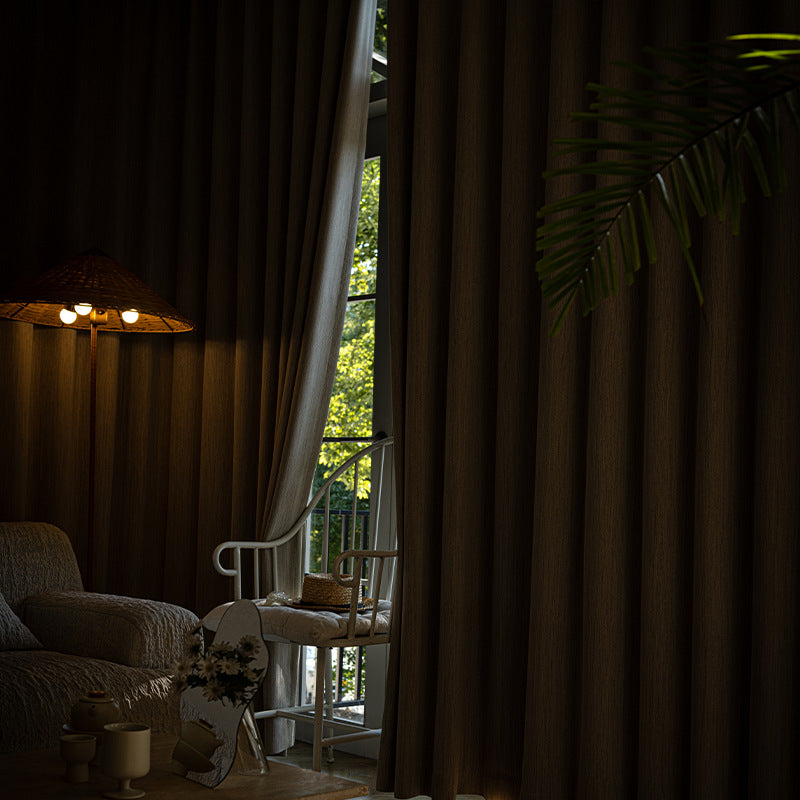Japanese style tree pattern chenille blackout curtains casual cotton and linen curtain fabric living room bedroom bay window shaoxing keqiao fabric