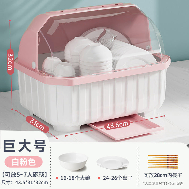 Golden Cat Kitchen Drain Cupboard with Lid Bowl Box Dishes Plates Chopsticks Cutlery Household Shelves Storage Box