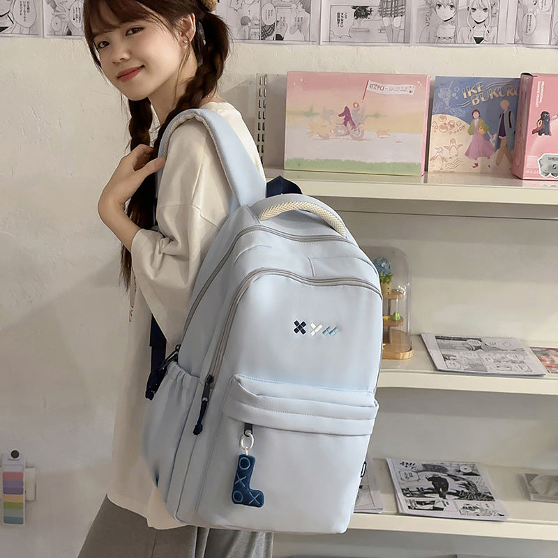School bag, male and female couples, Japanese cute large-capacity ins backpack, trendy versatile backpack, middle school students