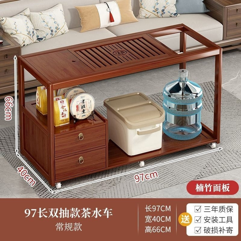 Movable tea table for home small tea table water kettle all-in-one tea cabinet tea cart kung fu tea set suit new chinoiserie coffee table