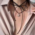 Wholesale heart cross pendant necklace - trendy adjustable choker with star accents for women (us/eu cross-border)