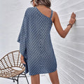 Amazon independent station fashion cross-border new arrival women's fashion bat sleeve asymmetrical looseprintingdress