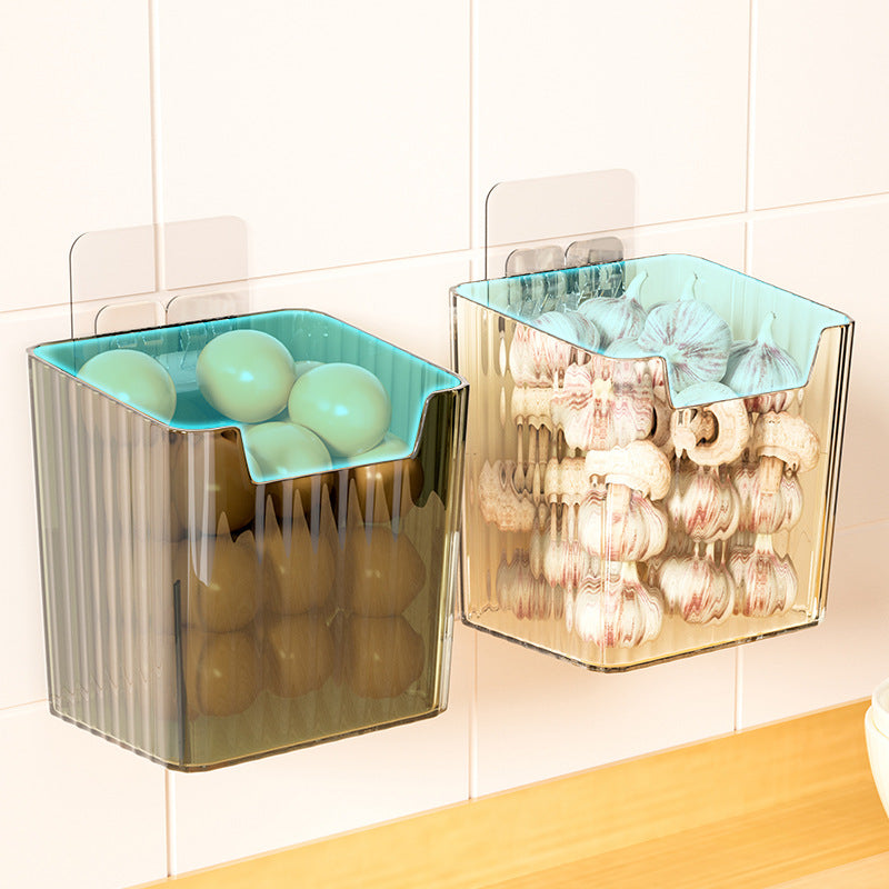 Kitchen onion, ginger and garlic storage rack for home storage box handy gadget punch-free wall-mounted vegetable basket ginger and garlic storage basket