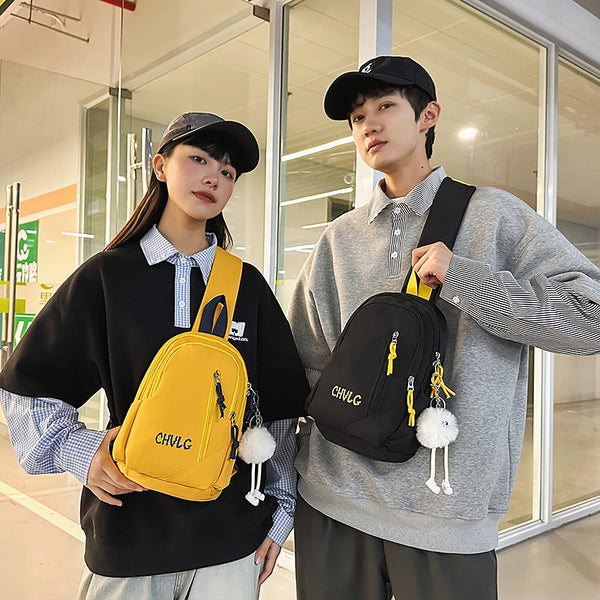 Trend men's and women's outdoor fashion breast bag large capacity lightweight versatile shoulder bag Korean version ins style casual messenger bag