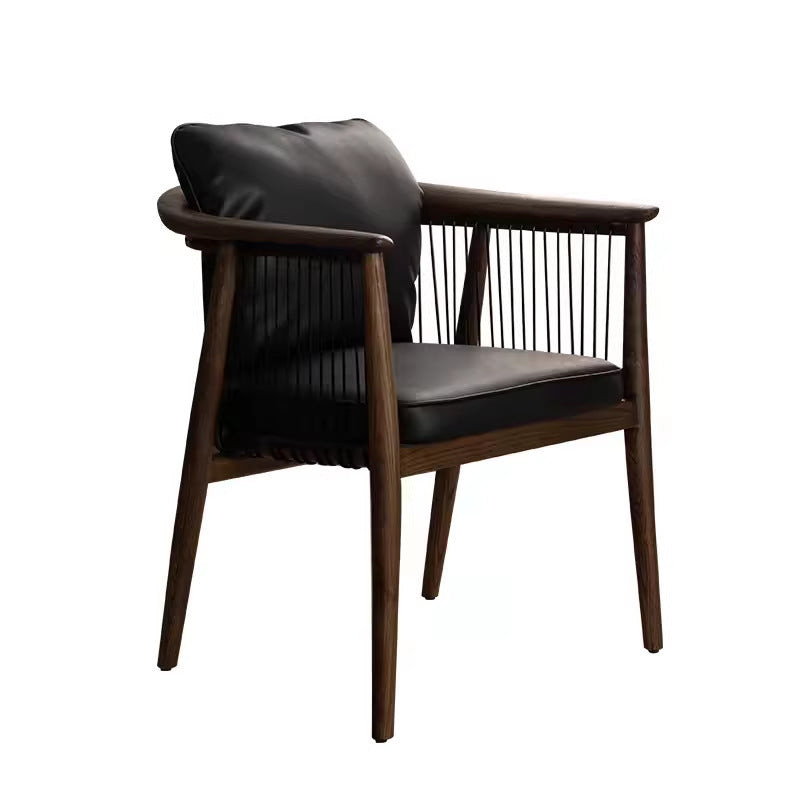 New chinoiserie restaurant violin solid wood accessible luxury dining table and chair tea room design classy armrest for home walnut master chair