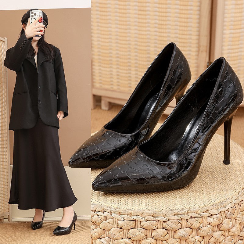 2026 winter new french style solid color high heels - versatile, fashionable, casual pointed-toe stiletto heels for women
