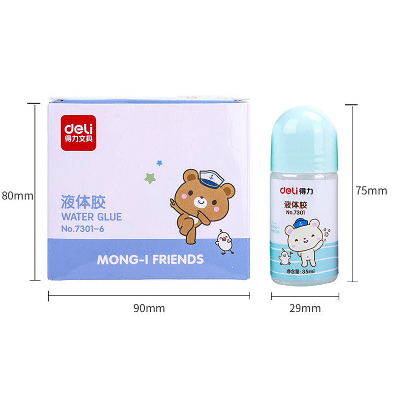 Deli 7301 Liquid Mini Glue Children's 35ML Cute Glue Transparent Kawaii Glue Liquid Glue Stationery
