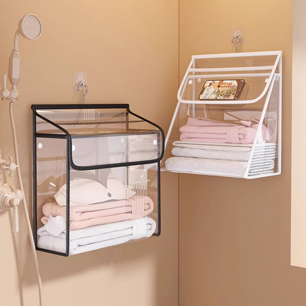 Bathroom clothes artifact hanging bag toilet bath wall hanger dirty clothes basket clean clothes storage basket