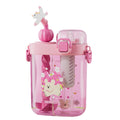 Summer double-drink kids' cup, portable straw cup for boys and girls, elementary school students' school water bottle, square water bottle with double compartments, cartoon cup