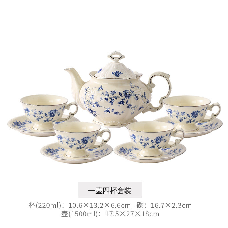 Vintage french afternoon tea teapot and coffee cup saucer set - a beautiful ceramic gift set perfect for housewarming