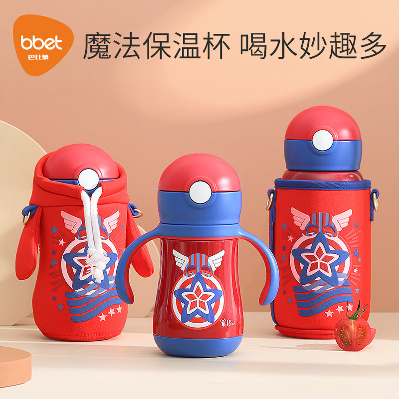 Kids' insulated sippy cup with straw - convertible baby bottle, training cup, and stainless steel thermos for toddlers and big kids