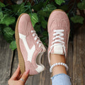 Casualretro soft bottom german training shoes for women 2026 summernew arrivaleasiest for matchthick sole sneakers color matching tie backwhite shoes