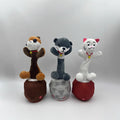 Rotating rod three brothers plush toy dog dancing interactive toy desktop ornament kids soundable doll wholesale