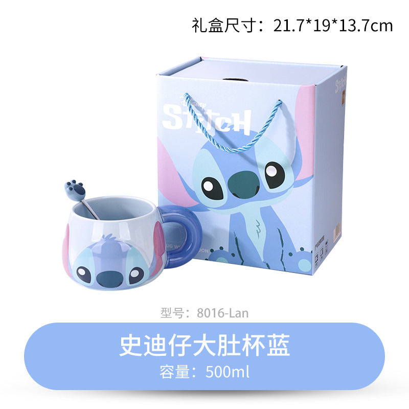 Ceramic cup gift box mug with lid with spoon coffee cup holiday gift box cartoon cup cute water cup