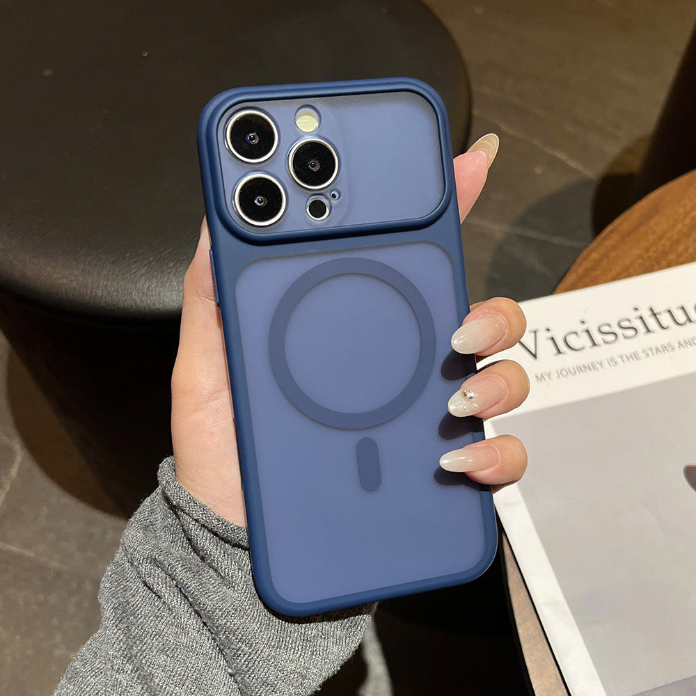 Fine hole skin-feeling magnetic phone case suitable for iphone17promax apple 16/13 frosted transparent protective case