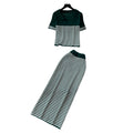 Frenchstripesknitting shirt high waist skirt two-piece set women's summer lazy work clothing styleelegantfashionsuit