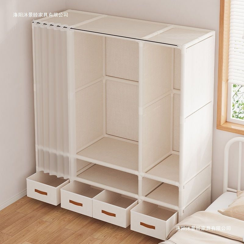Wardrobe combination assemble bedroom simple wardrobe hanging clothes rack simple assembly storage cabinet wardrobe for rental