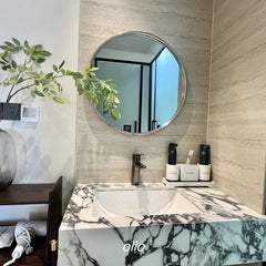 Ins blogger's same style makeup mirror bathroom mirror stainless steel bathroom dressing mirror b&b decorative wall hanging round mirror