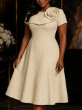 new arrivalelegancefashiondress a swinghigh waist jacquard stereo applique dresspartydresses