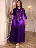 elegance round neck sequin cloth dress african ethnic style loose robe party dressdresses