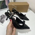 Za new 2024 summer pointed-toe slingback stiletto heel women's open-back pumps, fashionable flats, and trendy sandals