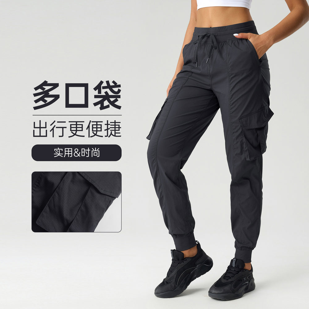 New lightweight, quick-dry, breathable women's activewear leggings - outdoor casual, loose fit, mid-rise, jogger style cargo pants d25002