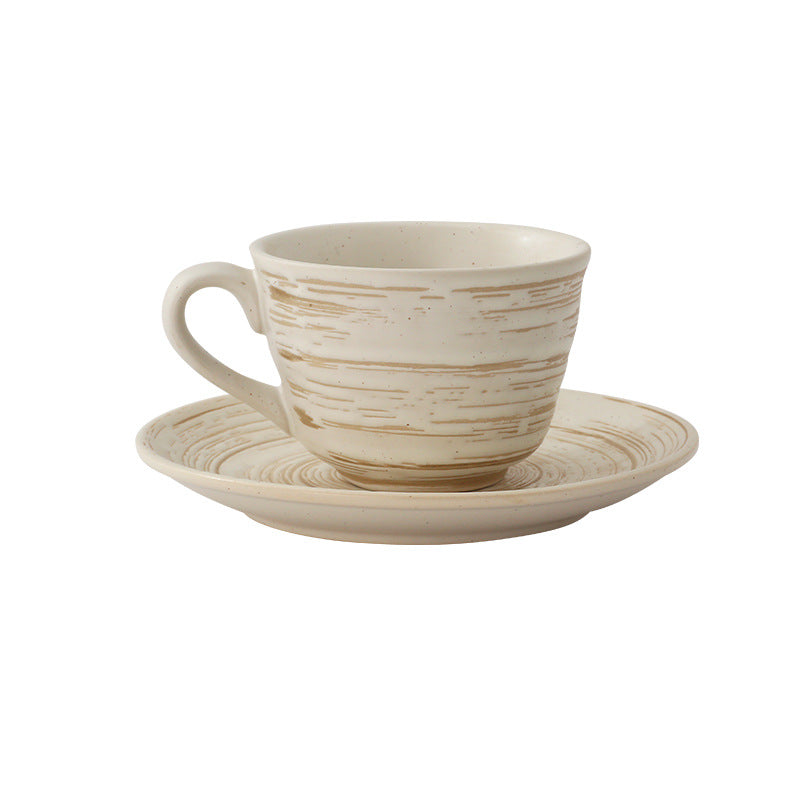 Japanese retro embossed spiral ceramic mug - trendy, creative, and high-style coffee, milk, or water cup