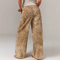 Women's denim pants - deer print, spotted, khaki, high-waisted, wide-leg, floor-length, fall new arrivals