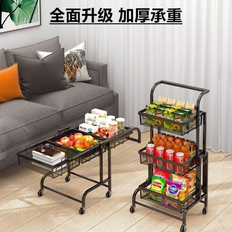Parallel storage rack balcony movable trolley foldable floor-standing multi-layer snack succulent flower rack living room storage rack