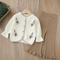 Girls' knitted sweater two-piece set -  autumn/winter new cartoon bunny sweet knitwear outfit for little girls