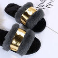 Export fashion outwear fur slippers women's plus sizeflats indoor heattech flip-flops women's stuffedflats sandals