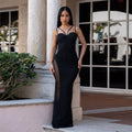 C7663 cross-border   fashion women's elegant rhinestone-embellished camisole dress