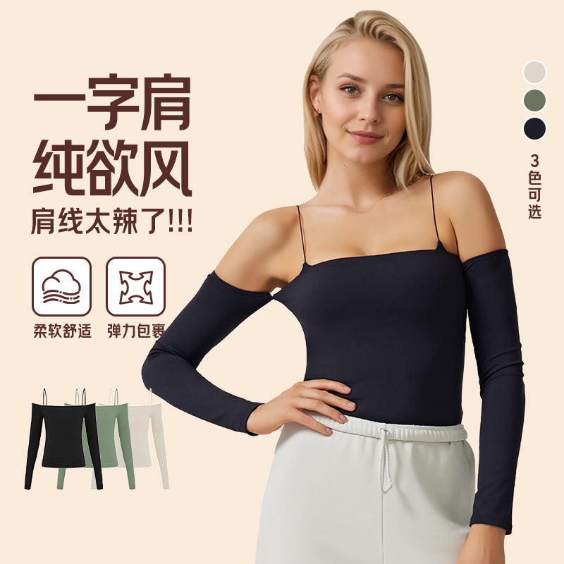 One shoulder autumn wear new arrival women's sports long sleeves t-shirt yoga wear tight dance outwear thin fitness wear