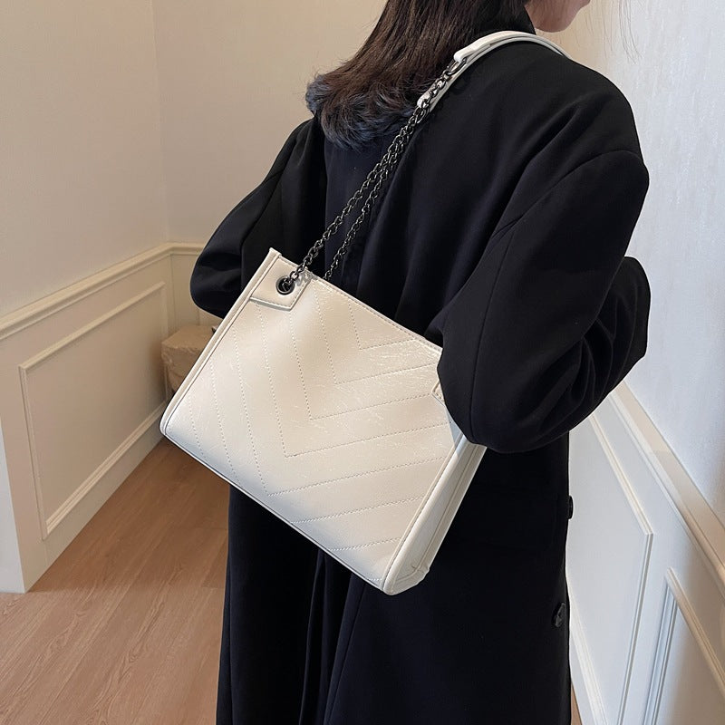 Casual style daily messenger bag tote chain bag women's bag 2025 new large-capacity sewing line shoulder bag