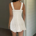 White camisole short bodycon tie-up dress - women's summer  french sweet & spicy vacation beach dress